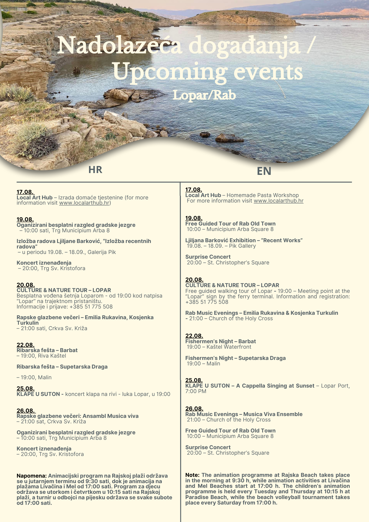 Nadolazeća događanja 17.08. - 26.08. - ažurirano